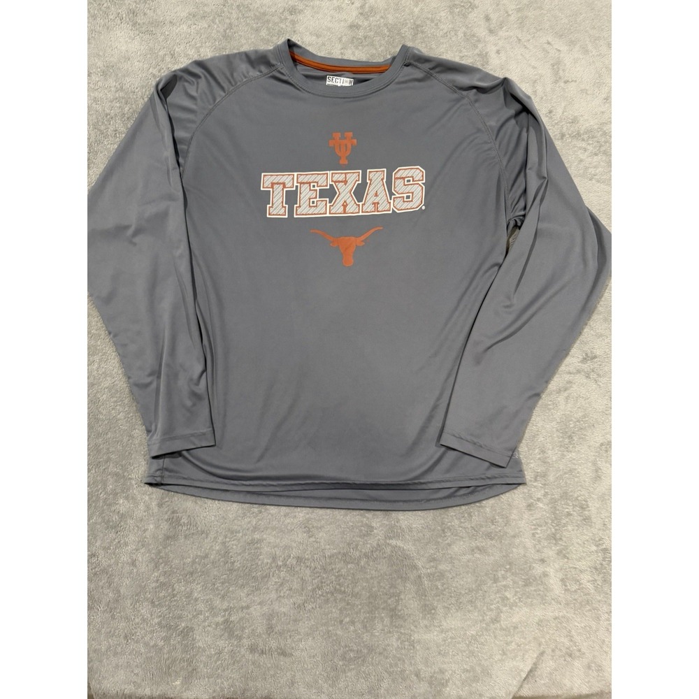 Texas Longhorns Section 101 Majestic Men's 2XL Gray Long Sleeve Performance